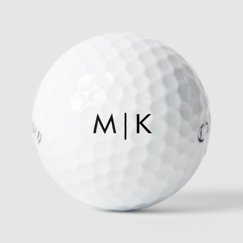 Black and White  Modern Monogram Golf Balls