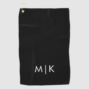 Black and White Modern Monogram Golf Towel