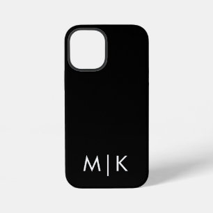 Black and White Modern Monogram iPhone 12 Mini Case