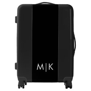 Black and White Modern Monogram Luggage