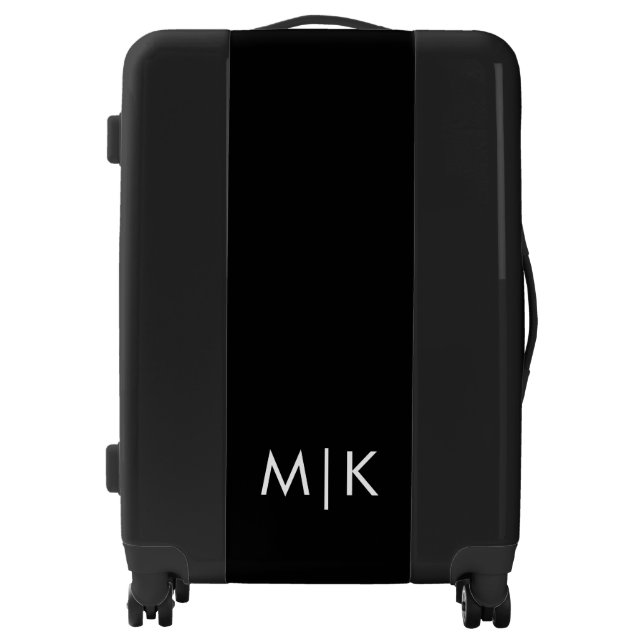 Black and White | Modern Monogram Luggage (Front)