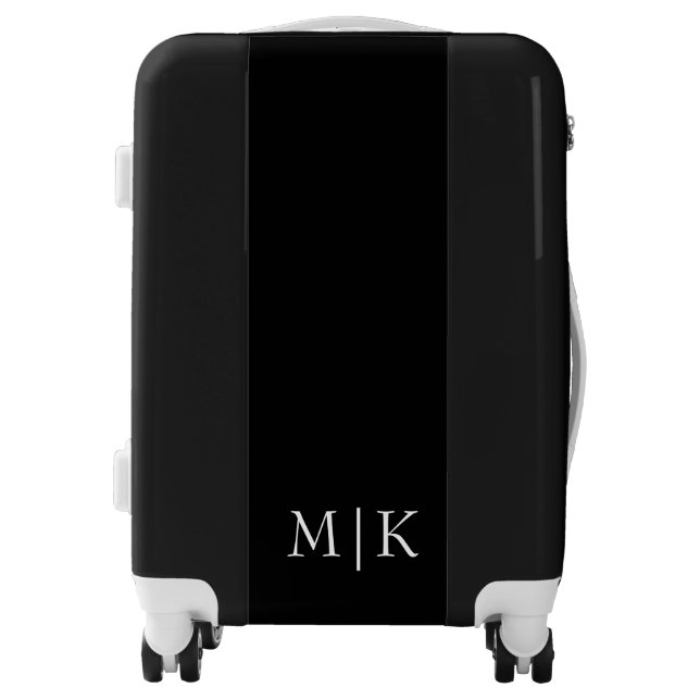 Black and White | Modern Monogram Luggage (Front)