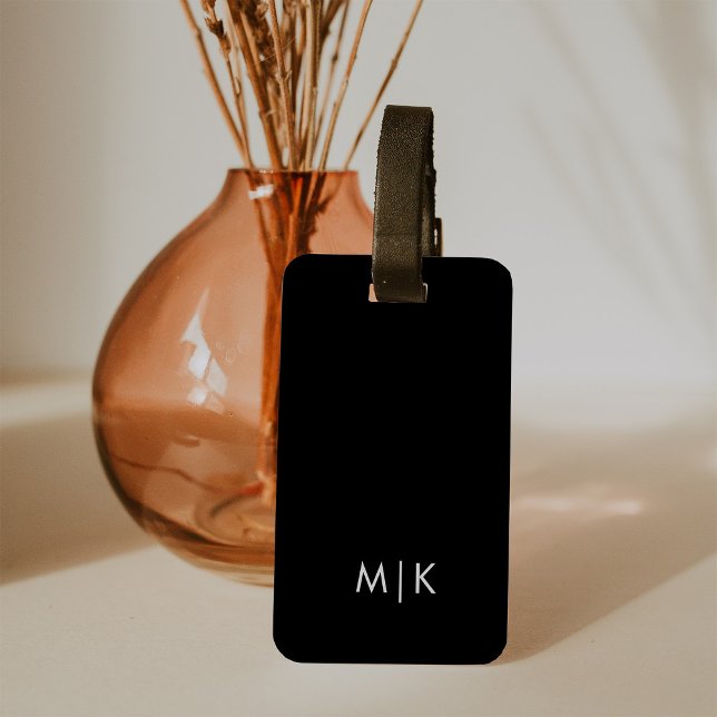 Black and White | Modern Monogram Luggage Tag (Creator Uploaded)