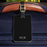 Black and White | Modern Monogram Luggage Tag<br><div class="desc">This modern luggage tag design features a rich black background, with your initials in bold white text for a look that is simple and stylish, yet professional.</div>