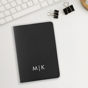 Black and White Modern Monogram Passport Holder