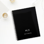 Black and White | Modern Monogram Planner<br><div class="desc">This modern planner design features a rich black background,  with your initials in bold white text for a look that is simple and masculine.</div>