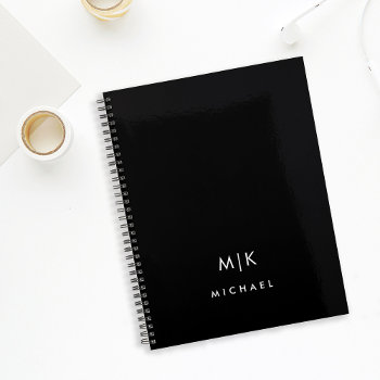 Black And White | Modern Monogram Planner by christine592 at Zazzle