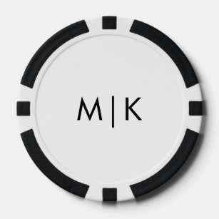 Black and White   Modern Monogram Poker Chips