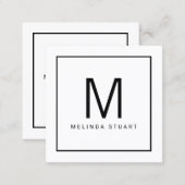 Black and White Modern Monogram Square Business Card (Front/Back)