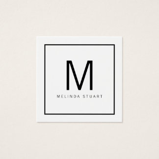 Black and White Modern Monogram Square Business Card