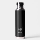 Black and White | Modern Monogram Water Bottle<br><div class="desc">This modern water bottle design features a rich black background,  with your initials in bold white text for a look that is simple and stylish,  yet professional.</div>