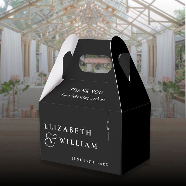 Black And White Modern Monogram Wedding Thank You  Favor Boxes (Creator Uploaded)