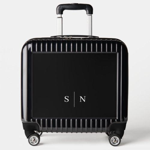 Black and White  Modern Monogram with Line Luggage