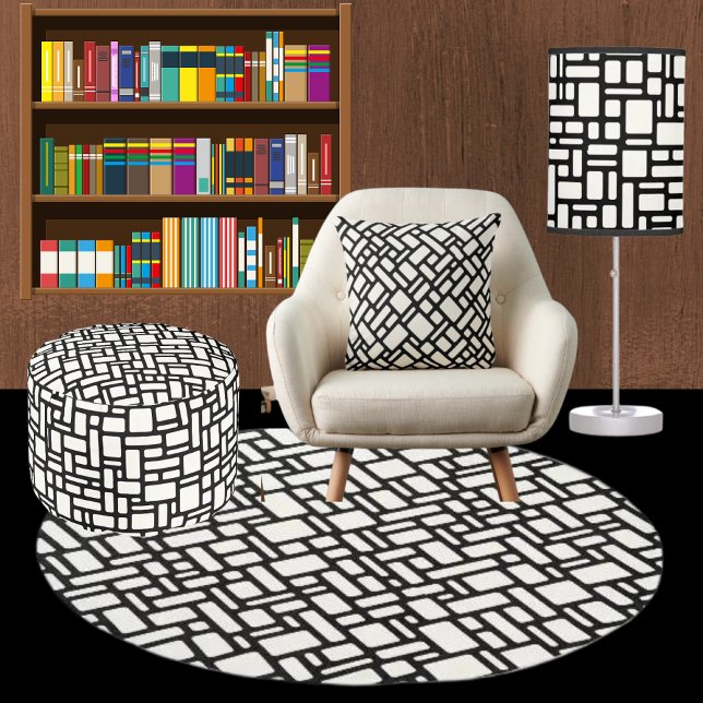 Black And White Modern Mosaic Pattern           Pouf (Creator Uploaded)