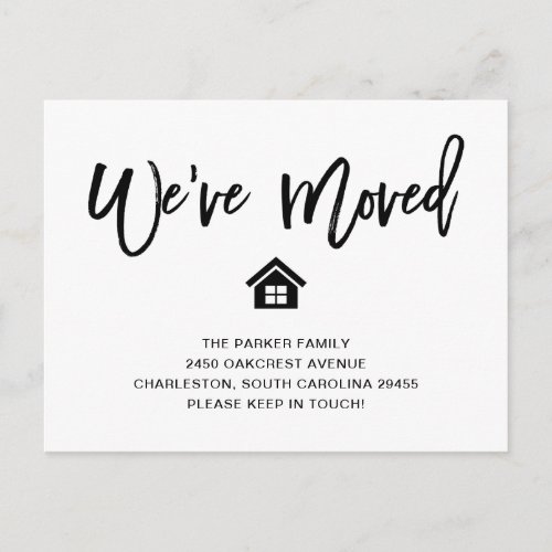 Black and White  Modern Moving Announcement Postcard