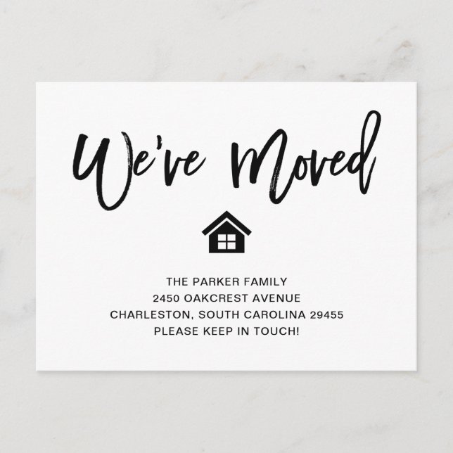 Black and White | Modern Moving Announcement Postcard (Front)