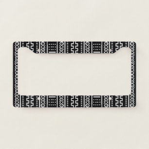 Black And White Modern Mudcloth Paper Plate License Plate Frame