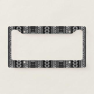 Black And White Modern Mudcloth Paper Plate License Plate Frame