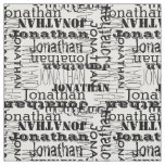 Black and White Modern Name Collage Fabric