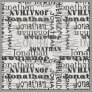 Black and White Modern Name Collage Fabric