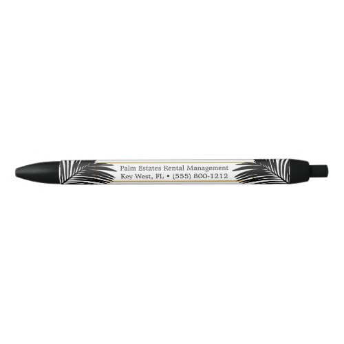 Black and White Modern Palm Leaf Small Business Black Ink Pen