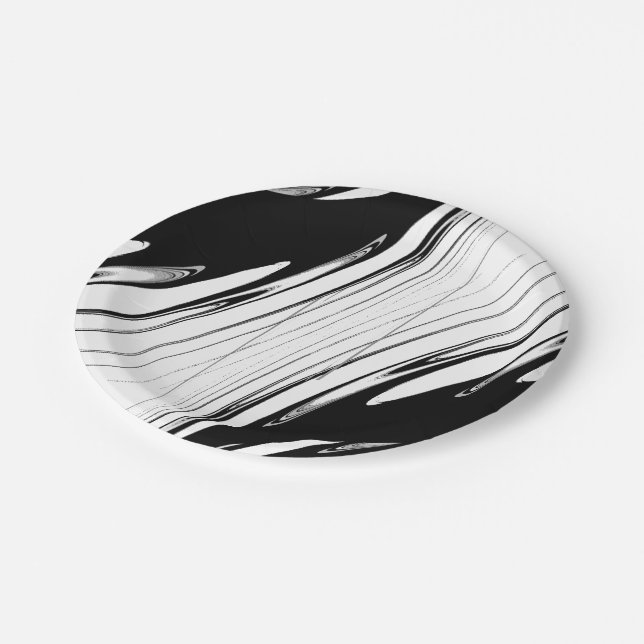 Black and White Modern Paper Plates (Angled)