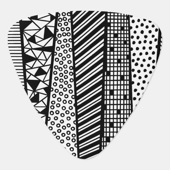 Black and white - modern pattern guitar pick (Front)