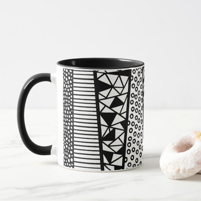 Black and white - modern pattern mug (With Donut)