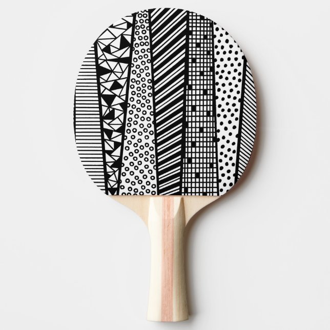 Black and white - modern pattern ping pong paddle (Front)