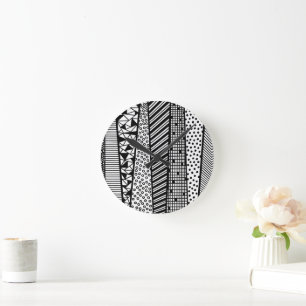 Black and white - modern pattern round clock