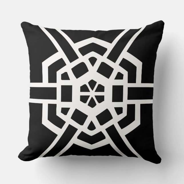 black and white modern pattern throw pillow (Front)