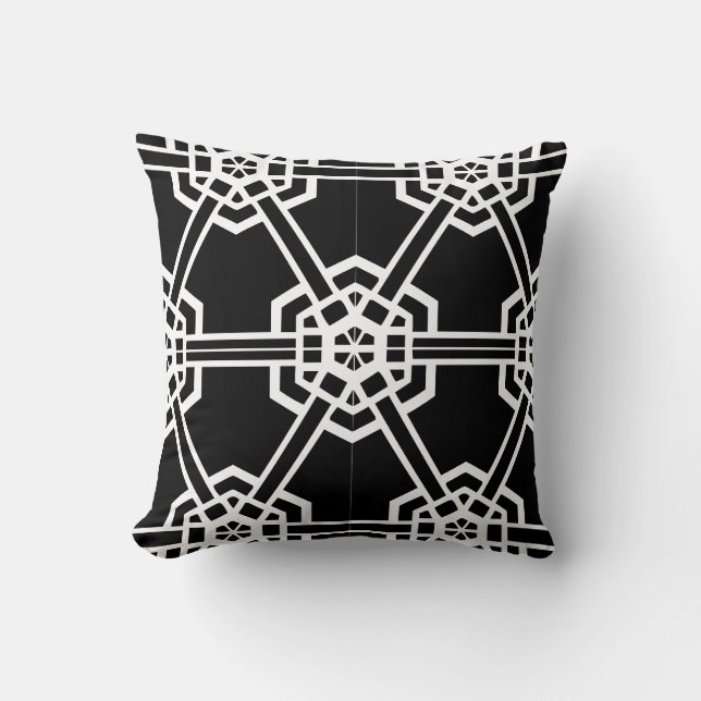 black and white modern pattern throw pillow (Front)