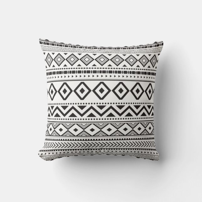 Black and white modern pattern throw pillow (Front)
