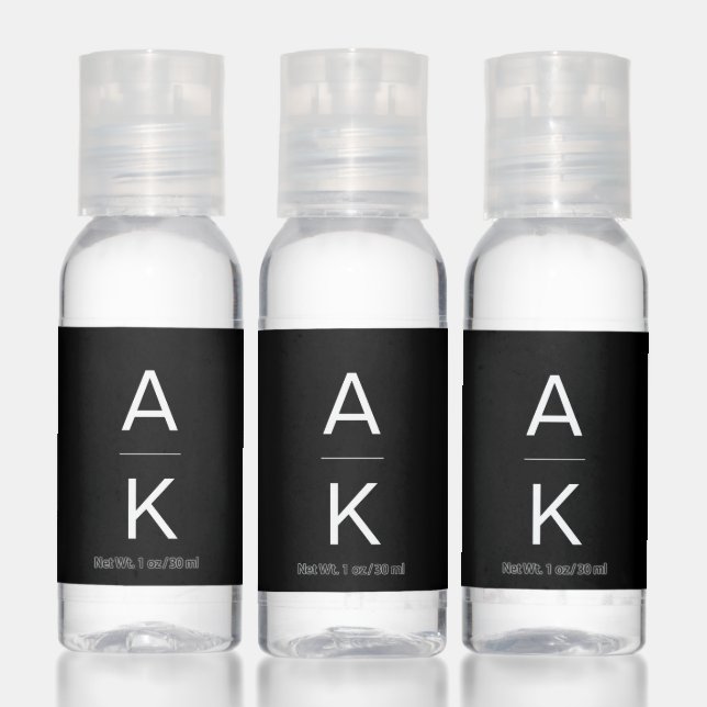 Black and white modern personalized monogram hand sanitizer (Set)