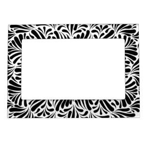 Black and White Modern Petals Pattern Stylish Bold Magnetic Frame