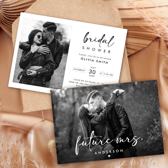 Black and White Modern Photo Bridal Shower Invitation (Creator Uploaded)