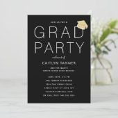 Black and White Modern Photo Graduation Party Invitation (Standing Front)