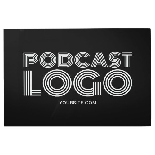 Black and White Modern Podcast Logo Metal Print