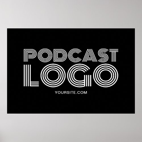 Black and White Modern Podcast Logo Poster