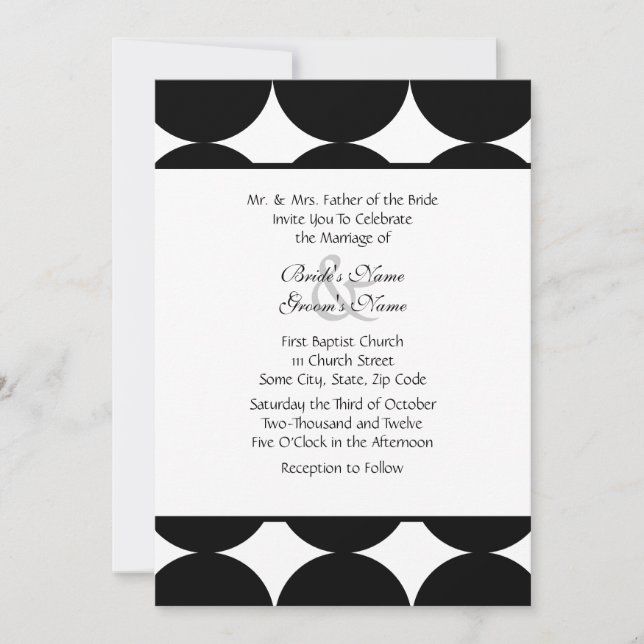 Black and White Modern Polka Dots Wedding Invitation (Front)