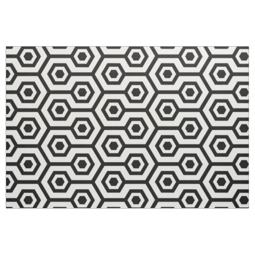 Black And White Modern Polygonal Geometric Pattern Fabric