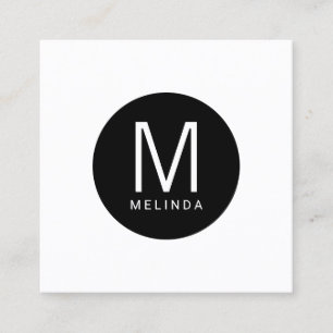 Black and White Modern Professional Monogram Square Business Card