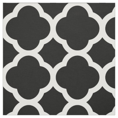 Black and White Modern Quatrefoil Large Scale Fabric