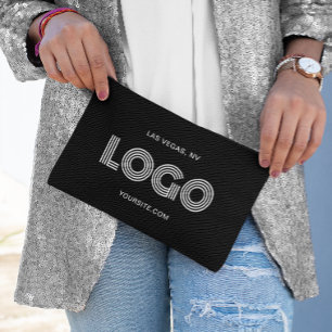 Black and White Modern Rectangular Logo Accessory Pouch