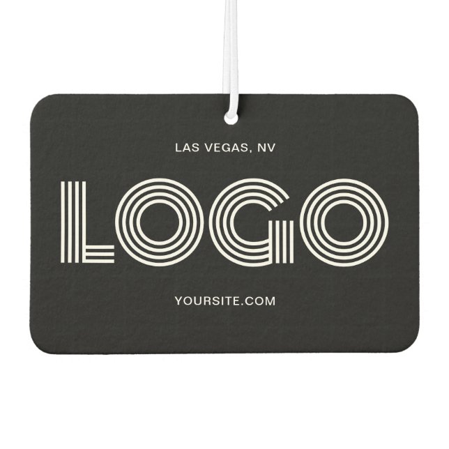 Black and White Modern Rectangular Logo and Photo Air Freshener (Front)