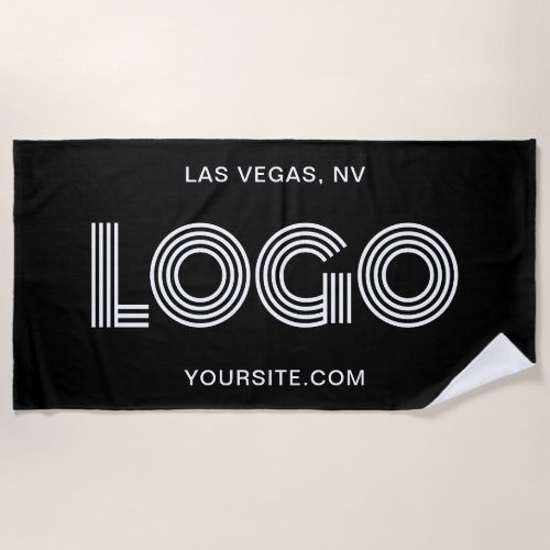 Black and White Modern Rectangular Logo Beach Towel