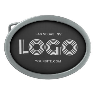 Black and White Modern Rectangular Logo Belt Buckle