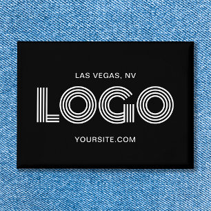 Black and White Modern Rectangular Logo Button
