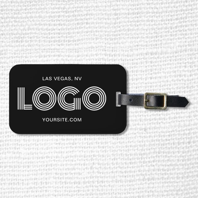Black and White Modern Rectangular Logo Luggage Tag (Create your own logo luggage tag for the business traveler. Template set up for a rectangle logo.)