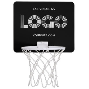 Black and White Modern Rectangular Logo Mini Basketball Hoop